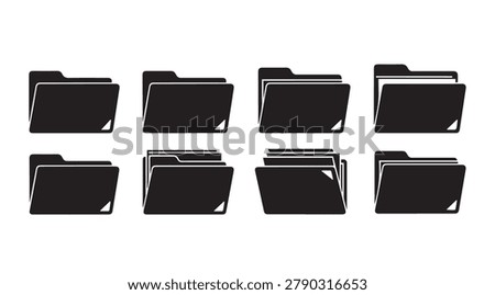 Collection of diverse file folders presenting information access and storage concepts. Ideal for business presentations.
