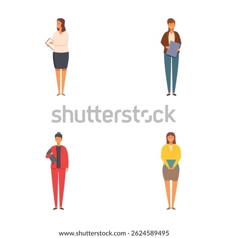 Collection of diverse flat design business people isolated on white background