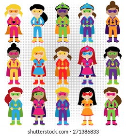 Collection of Diverse Group of Superhero Girls, matching boy superheroes in portfolio