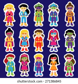 Collection of Diverse Group of Superhero Girls, matching boy superheroes in portfolio