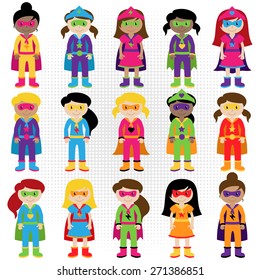 Collection of Diverse Group of Superhero Girls, matching boy superheroes in portfolio