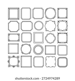 Collection of diverse hand drawn frame shapes in black and white