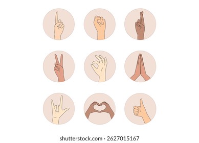 A collection of diverse hand gestures that enhance and enrich methods of communication