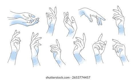 Coleção de poses e gestos de mão diversificados para expressão artística e design