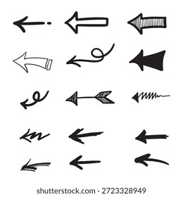 Colección de diversas ilustraciones de flecha dibujadas a mano para varios proyectos de diseño