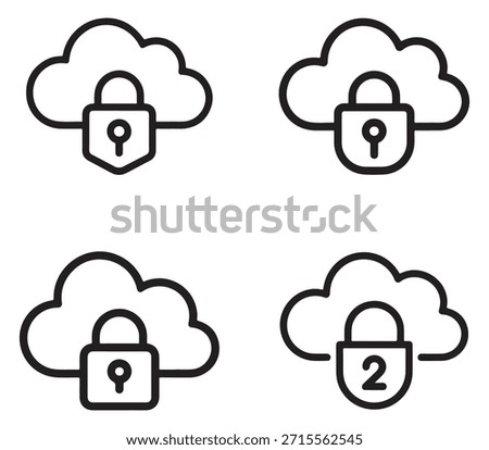 A collection of diverse icons representing cloud encryption, security, and data privacy concepts, presented on a clean white background.