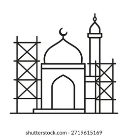 Una colección de diversos íconos islámicos con caligrafía de símbolos y Elementos arquitectónicos perfectos para proyectos de diseño digital e impreso que ofrecen una rica representación visual de la cultura y el patrimonio islámicos