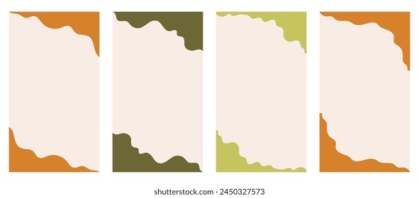 Kollektion von verschiedenen Formen für vertikale Geschichten, Werbewebseiten-Kopf- und -Fußzeilen. Dekorative Umrandung für kreatives Design in einer schlichten Vektorgrafik flach Stil. Erdige Boho Farbpalette.