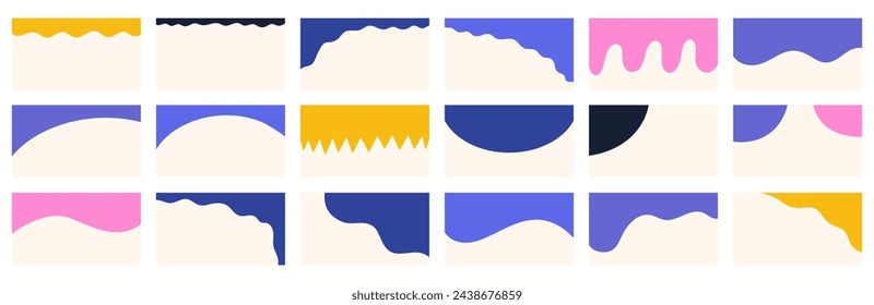 Collection of diverse shapes designed for website header or footer application. Template serving as a separator in a design layout for landing pages. Simple headline in vector flat style