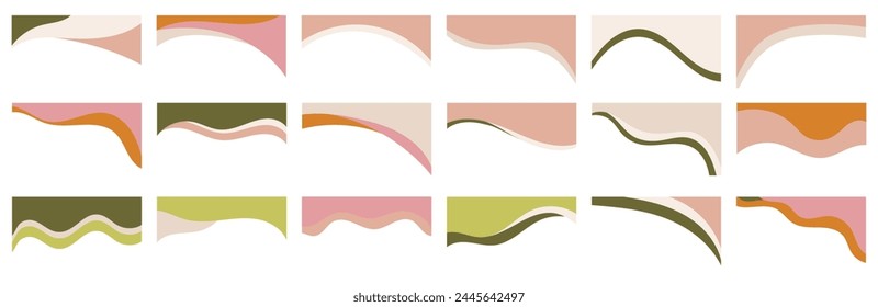 Collection of diverse shapes designed for website header or footer application in modern organic boho colors palette. Template serving as a separator in a design layout for landing pages. Simple