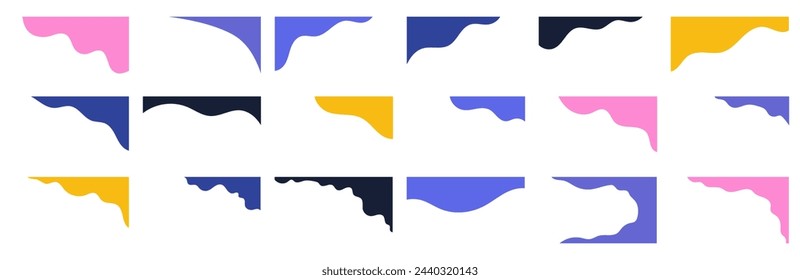Colección de diversas formas para encabezados o pies de página de sitios Web. Plantilla separadora para el diseño de diseño en una página de destino. Título simple representado en estilo plano vectorial.