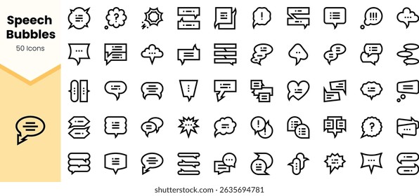 A collection of diverse speech bubble icons in various styles, perfect for communication-themed designs or digital projects.