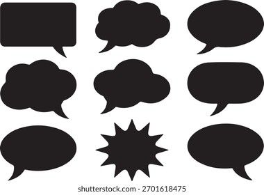 Collection of diverse speech bubbles and thought clouds for communication design