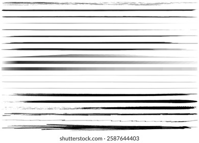 Collection of diverse, textured black ink brush strokes.