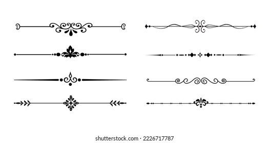 Collection of dividers isolated on white background. Decorative elements. Vintage labels and banners. Vector stock