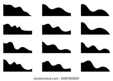 Forma de coleção de divisores. Plano de fundo da forma do cabeçalho para design de site. Borda de vetor para banner. Divisor abstrato para parte inferior ou quadro do modelo e página da Web. elementos de design de borda ondulada.