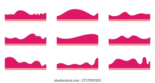 Colección de divisores forma Plantillas rojas curva titular superior. encabezado de Anuncio. Colección de borde decorativo ondulado para Vector de elementos de Diseño web. EPS 10