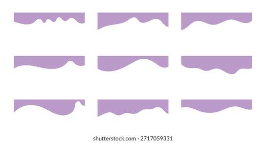 Colección de divisores forma Plantillas rojas curva titular superior. encabezado de Anuncio. Colección de borde decorativo ondulado para Vector de elementos de Diseño web. EPS 10