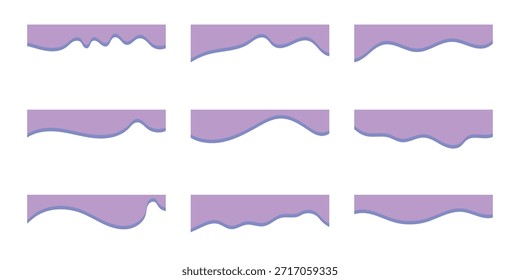 Colección de divisores forma Plantillas rojas curva titular superior. encabezado de Anuncio. Colección de borde decorativo ondulado para Vector de elementos de Diseño web. EPS 10