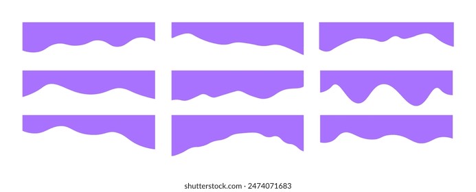 Collection of dividers shape templates. Modern separator header for website and app. Curve lines, wave collection of abstract design element for top and bottom page web site.Vector Illustration