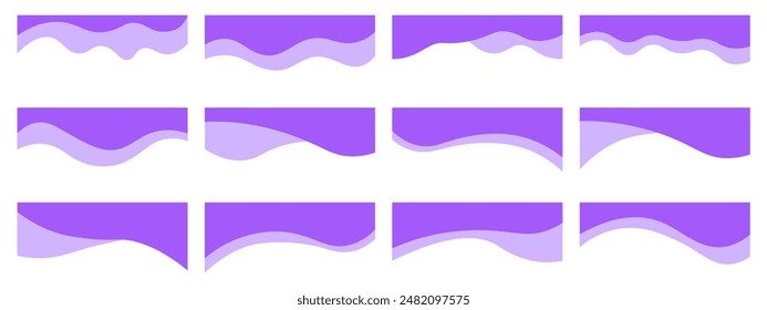 Colección de divisores forma Plantillas. Cabecera separadora moderna para Sitio web y App. Líneas de curva, colección de onda del elemento de diseño abstracto para el Sitio web de página superior e inferior.Ilustración vectorial