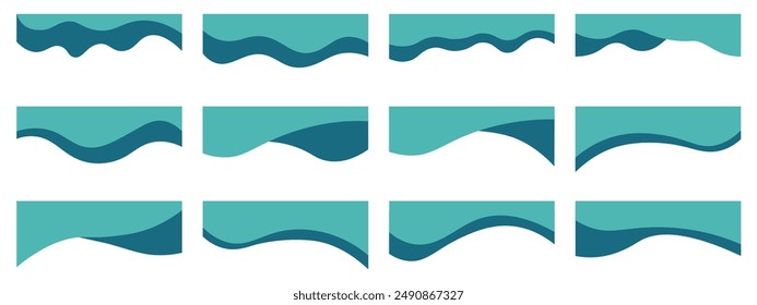 Collection of dividers shape templates. Modern separator header for website and app. Curve lines, wave collection of abstract design element for top and bottom page web site.Vector Illustration