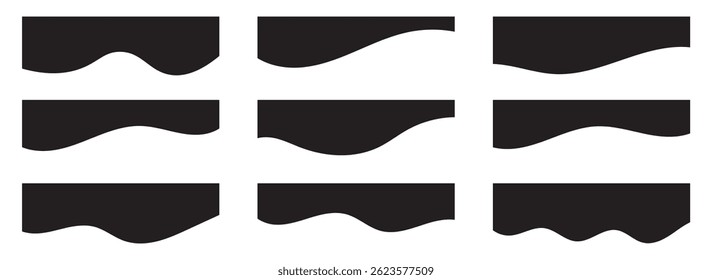 Collection of dividers shape templates. Modern separator header for website and app. Curve lines, wave collection of abstract design element. Abstract divider template vector illustration. 