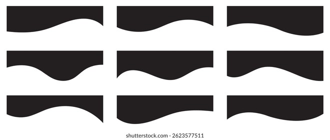 Collection of dividers shape templates. Modern separator header for website and app. Curve lines, wave collection of abstract design element. Abstract divider template vector illustration. 