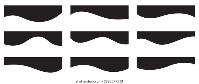 Collection of dividers shape templates. Modern separator header for website and app. Curve lines, wave collection of abstract design element. Abstract divider template vector illustration. 