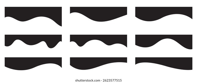 Collection of dividers shape templates. Modern separator header for website and app. Curve lines, wave collection of abstract design element. Abstract divider template vector illustration. 