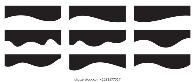 Collection of dividers shape templates. Modern separator header for website and app. Curve lines, wave collection of abstract design element. Abstract divider template vector illustration. 