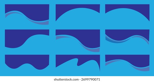 Collection of dividers shape templates. Modern separator header for website and app. Curve lines, wave collection of abstract design element for top and bottom page web site.