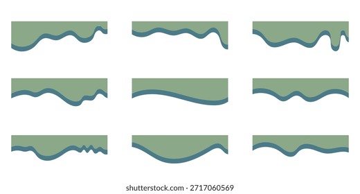 Coleção de modelos de forma de divisores. Cabeçalho separador moderno para site e aplicativo. Linhas de curva, coleção de ondas de design abstrato. eps 10