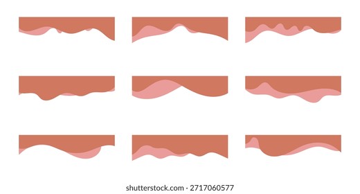 Coleção de modelos de forma de divisores. Cabeçalho separador moderno para site e aplicativo. Linhas de curva, coleção de ondas de design abstrato. eps 10