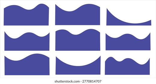 Collection of dividers shape templates. Modern separator header for website and app. Curve lines, wave collection of abstract design element for top and bottom page web site.