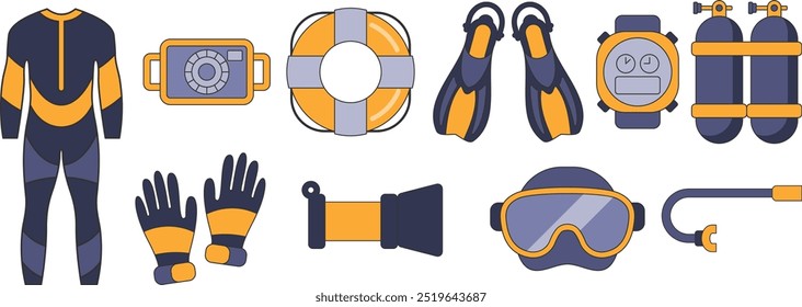 Collection Diving Equipment Vector Art