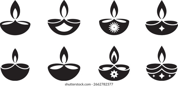 Sammlung von Diya Icon Varianten