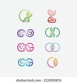 collection DNA letter line logo