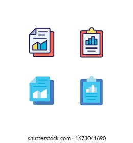 Collection of document icon. Design in various style shape and colour. Cut isolated vector with clipboard icon. Premium Vector