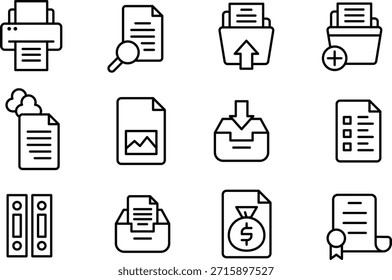 Colección de iconos de documentos aislados sobre un fondo transparente