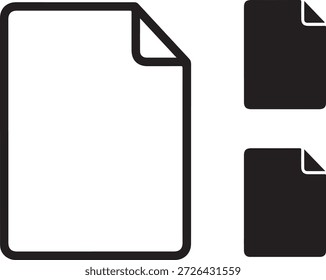 Collection of document icons in outline and filled styles. Represents pages, notes, or files. Isolated on white background. Modern and simple design. Suitable for web and app interfaces. Clean graphical elements for digital platforms. Provides clear visual representation of documents.