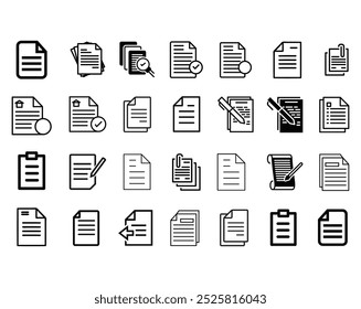 Coleção de ícones ou símbolos do Documento, Vetor Arquivo totalmente editável.