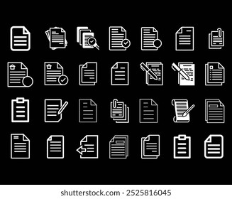 Colección de íconos o símbolos de documentos, Vector Archivo totalmente editable.