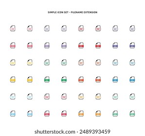 Collection of document type icon according to file extension
