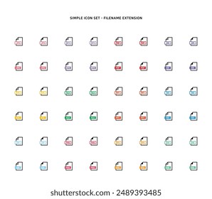 Collection of document type icon according to file extension
