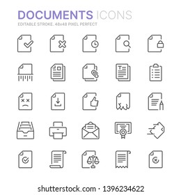 Collection of documents line icons. 48x48 Pixel Perfect. Editable stroke