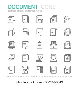 Collection of documents related line icons. 48x48 Pixel Perfect. Editable stroke