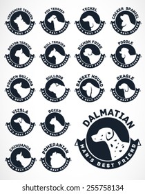 Collection of Dog Badges. Vector Icons.