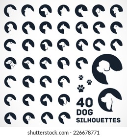 Collection of Dog Silhouettes. Vector Icons.