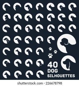 Collection of Dog Silhouettes. Vector Icons.